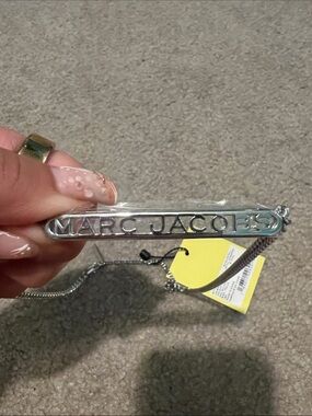 Marc Jacobs Silver-tone Cutout Logo Bar Necklace